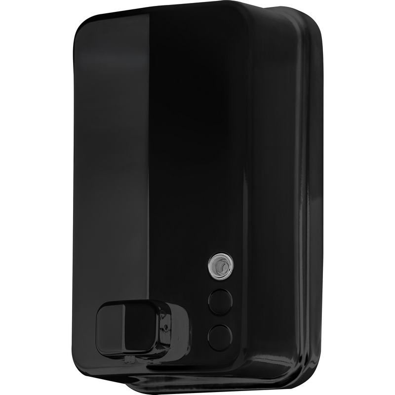 Distribuidor de sab�o l�quido vertical INOX EVO 1200 ml de a�o inoxid�vel. Acabamento preto