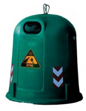 Contentor grande volume 2,5 m3, fundo cnico, verde
