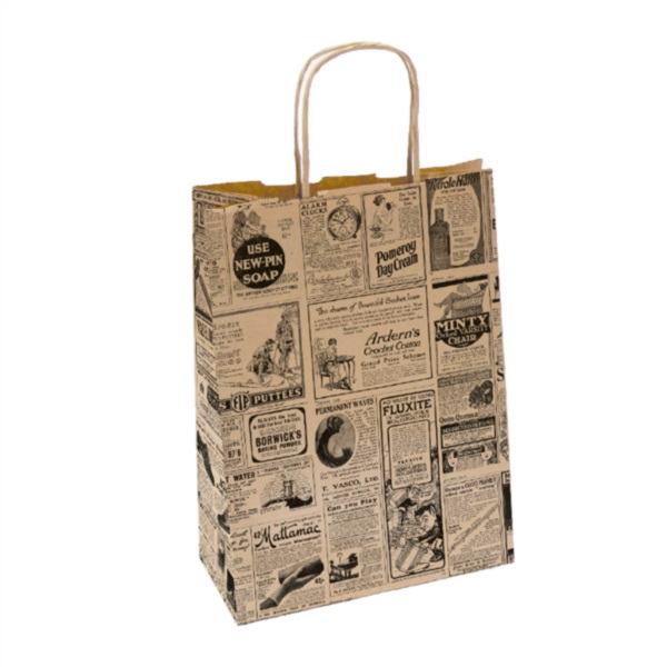 SACOS COM ASAS 'TIMES' 80 G/M2 26+14x32 CM NATURAL KRAFT     (250 UNIDADE)