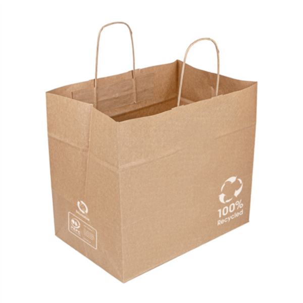 SACOS SOS CATERING RECICLADOS COM ASAS 90 G/M2 32+21x28,5 CM NATURAL KRAFT (250 UNIDADE)