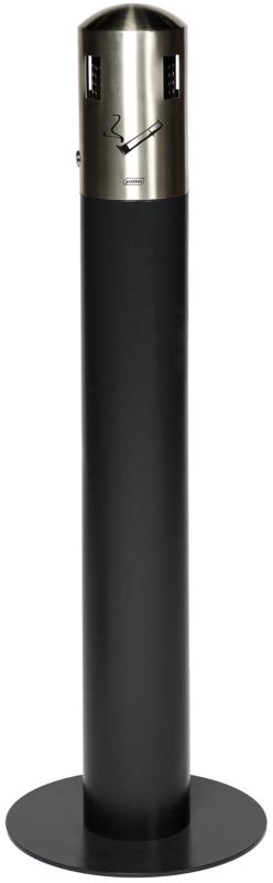 Cinzeiro TOTEM Tubular 12 Lt  Cinza Escuro+ Inox