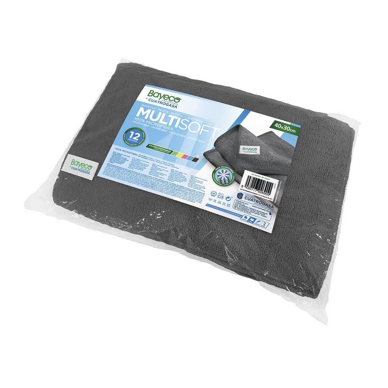 Pano De Microfibra Multiusos BAYECO PRO MULTISOFT CINZENTO Pack 12 Unidades