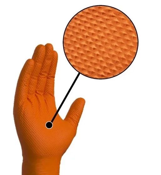 Luvas de nitrilo Diamanticecs PF Laranja  Sem P� Grandes Pack 100 Unidades