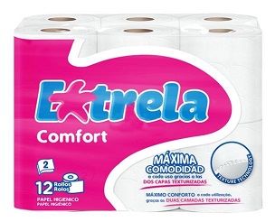 Papel higienico AET Estrela Confort 2 F Embalagem 9 x12 =108 Rolos
