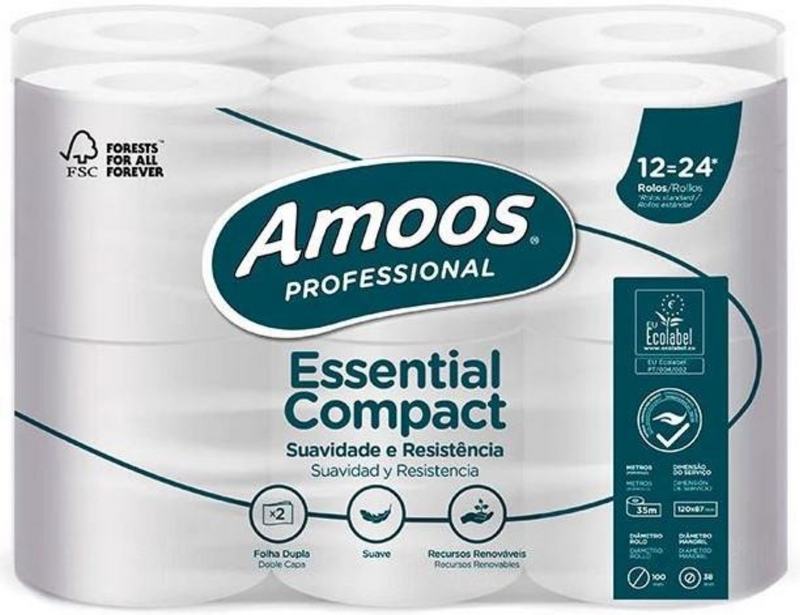 Papel Higi�nico 2 Folhas AMOOS Compact 35 Mt P 12 X 8 Pack = 96 Rolos