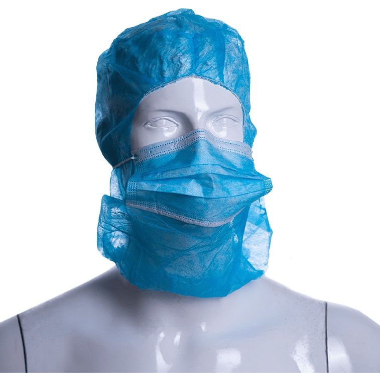 Burca Branca Polipropileno + M�scara Cir�rgica 3 Camadas Pack 50 Unidades