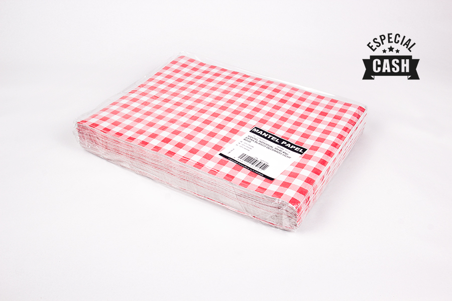 Toalhete papel 30X40 Branco 40gr Deco Vichy Vermelho 500 Unidades