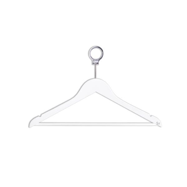 Cabide anel anti-roubo Madeira de faia Branco Dimens�o 270X448X12 mm Set 100  Unidades