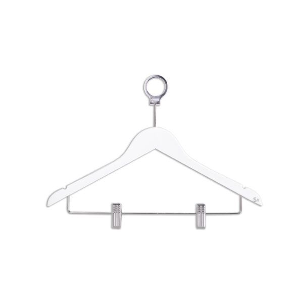 Cabide anel anti-roubo Madeira de faia Branco Com / Pin�as Dimens�o 300X448X12 mm Set 100  Unidades