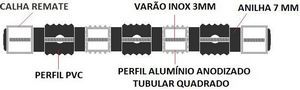 Tapete alumínio tubular quadrado estriado 15x15x1.5mm  Alumínio:   Cor Natural PREÇO M2 