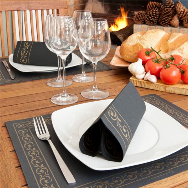 TOALHETES DE MESA TROYA 48 G/M2 31x43 CM PRETO CELULOSE 500 UNIDADES